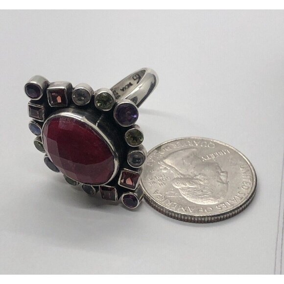 Nicky Butler Sterling Silver Ring Size 12 Multi Moonstone Amethyst Ruby Vintage - Picture 3 of 10